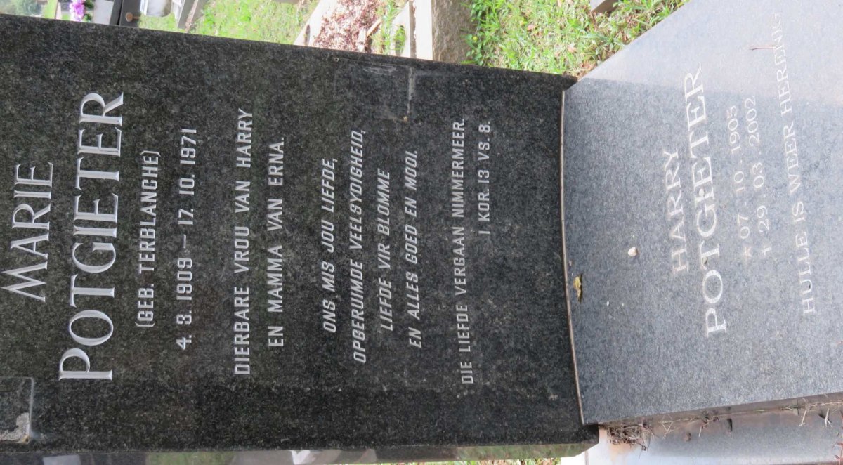 POTGIETER Harry 1905-2002 &amp; Marie TERBLANCHE 1909-1971