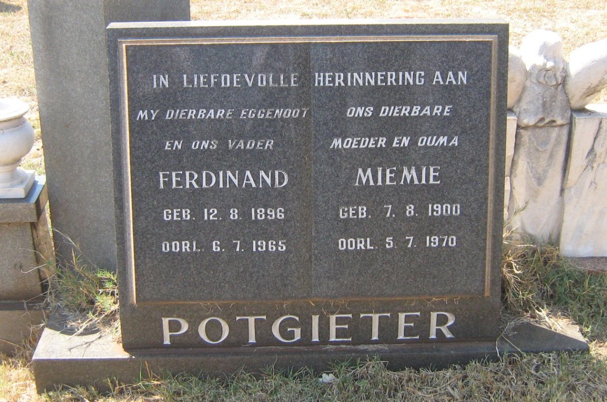 POTGIETER Ferdinand 1896-1965 &amp; Miemie 1900-1970