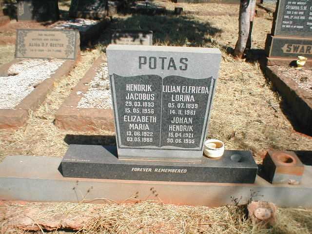 POTAS Hendrik Jacobus 1893-1956 &amp; Lilian Elfrieda Lorina 1899-1961 :: POTAS Elizabeth Maria 1922-1988 :: POTAS Johan Hendrik