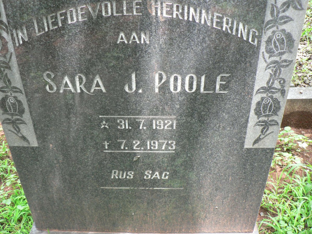 POOLE Sara J. 1921-1973