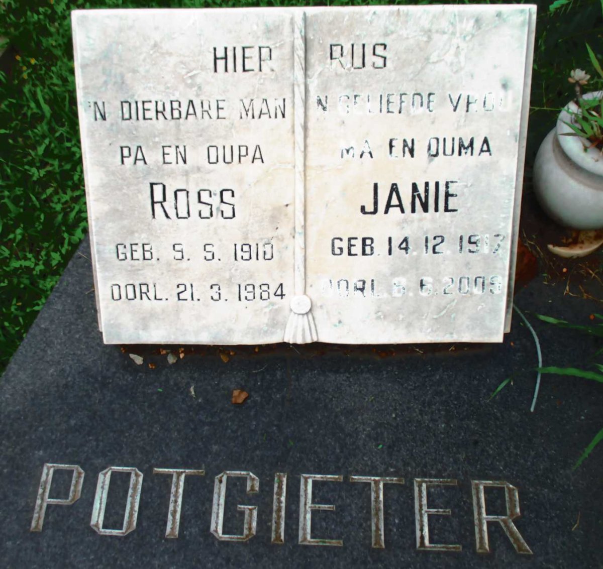 POTGIETER Ross 1910-1984 &amp; Janie 1917-2009