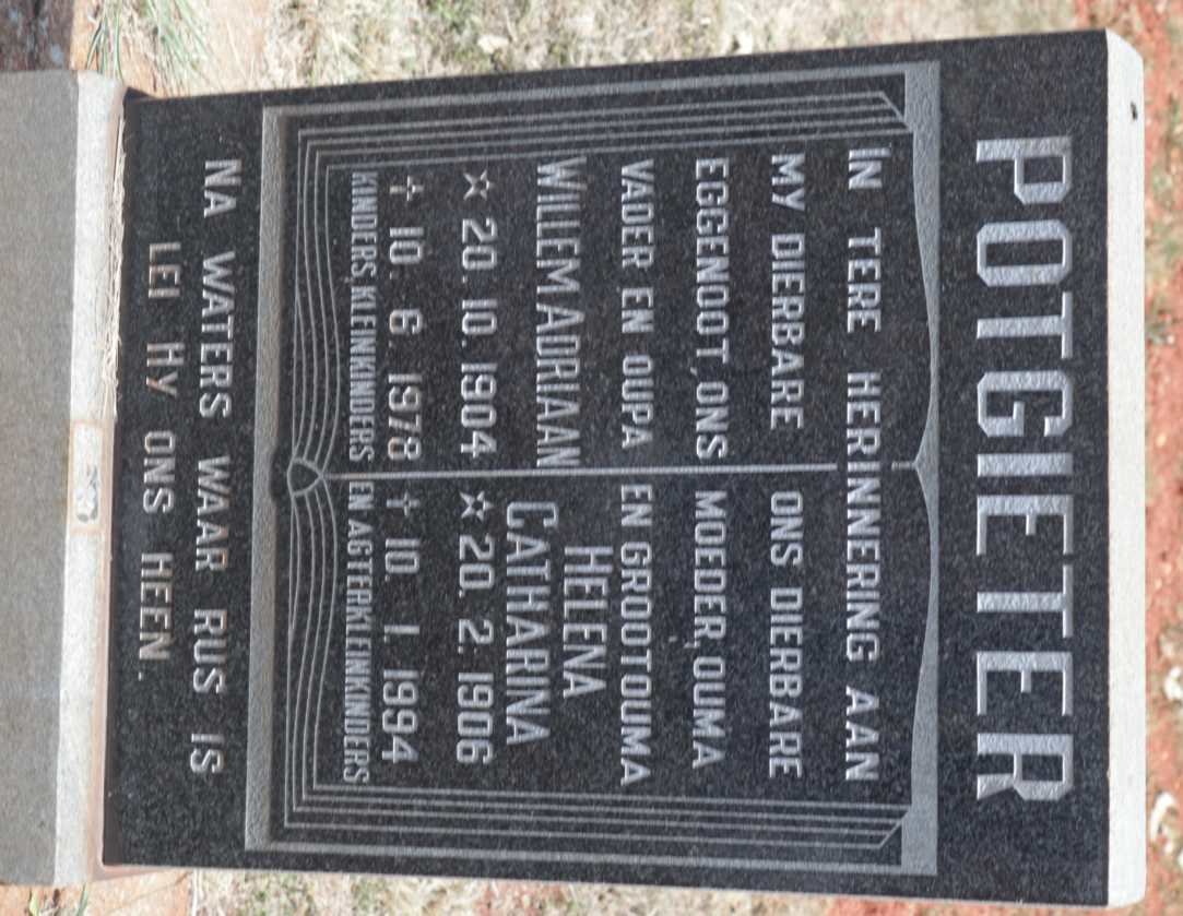 POTGIETER Willem Adriaan 1904-1978 &amp; Helena Catharina 1906-1994