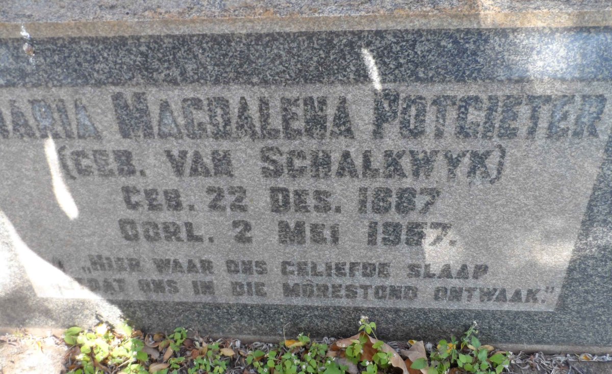 POTGIETER Maria Magdalena nee VAN SCHALKWYK 1887-1957
