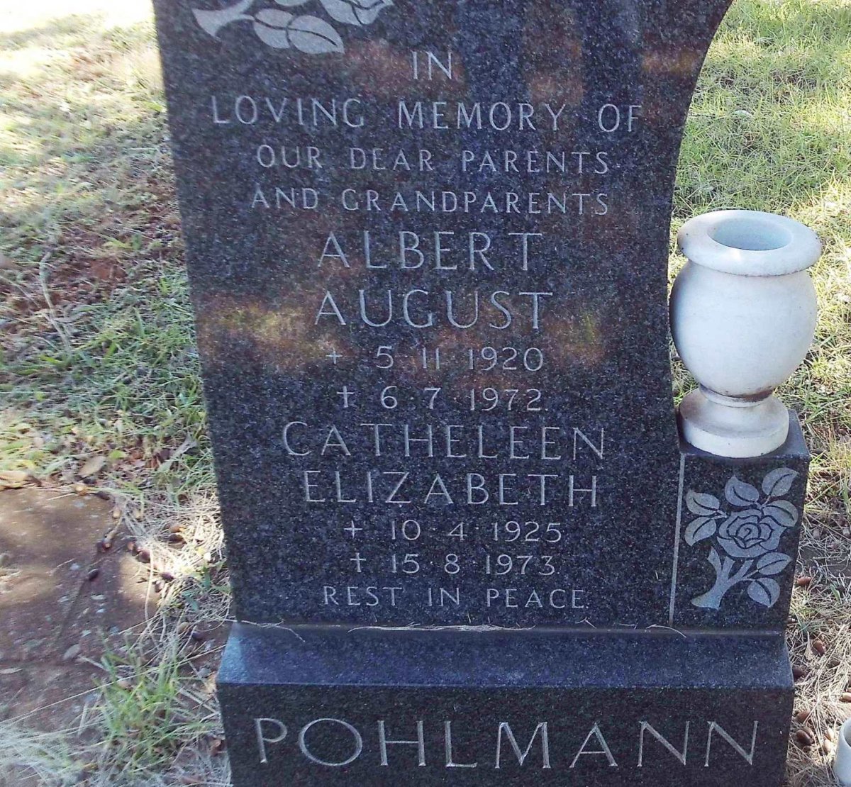 POHLMANN Albert August 1920-1972 &amp; Catheleen Elizabeth 1925-1973