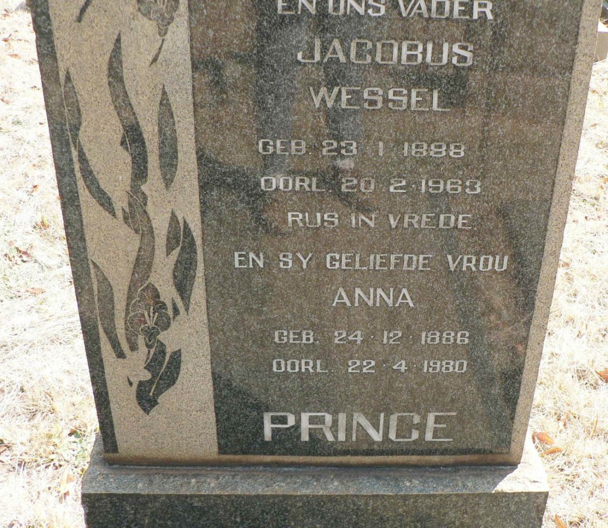 PRINCE Jacobus Wessel 1888-1963 &amp; Anna 1886-1980
