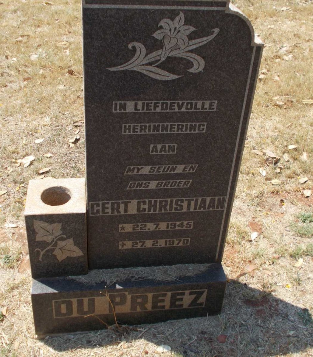 PREEZ Gert Christiaan, du 1945-1970