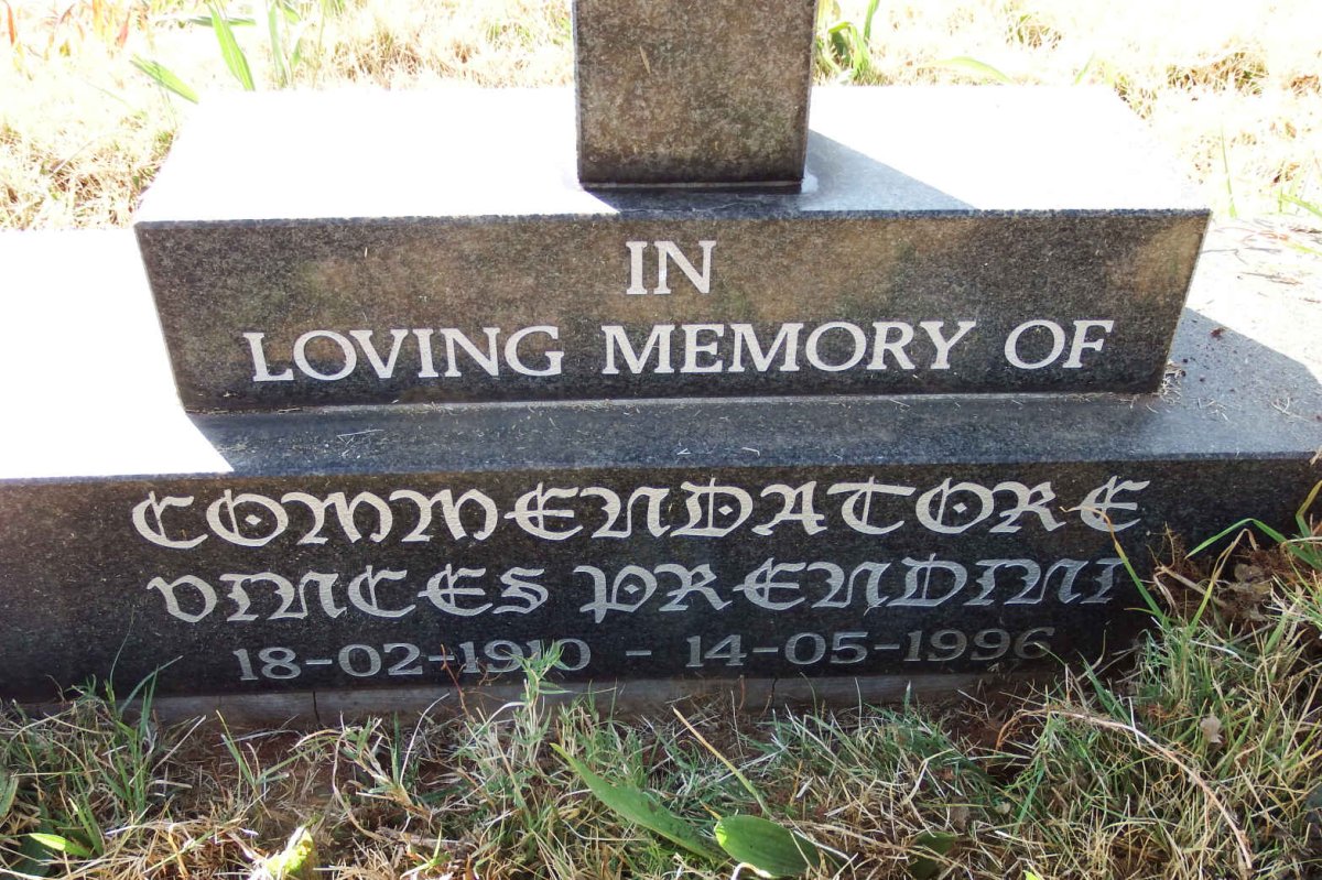 PRENBINI Commendatore Vinces 1910-1996 &amp; Edna 1913-2011