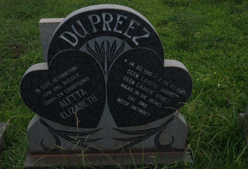 PREEZ Aletta Elizabeth, du 1915-1989