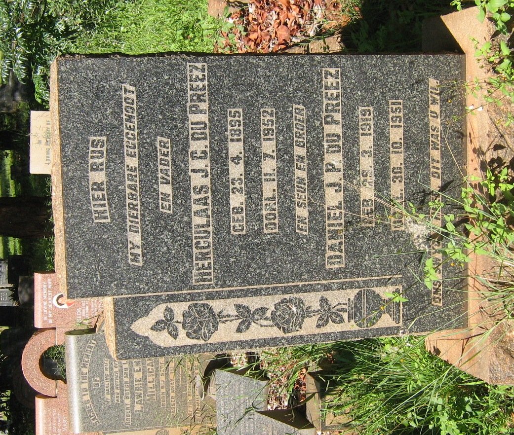 PREEZ Herculaas J.C., du 1895-1952 :: DU PREEZ Daniel J.P. 1919-1951