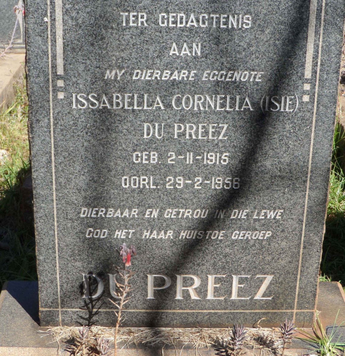 PREEZ Issabella Cornelia, du 1915-1956