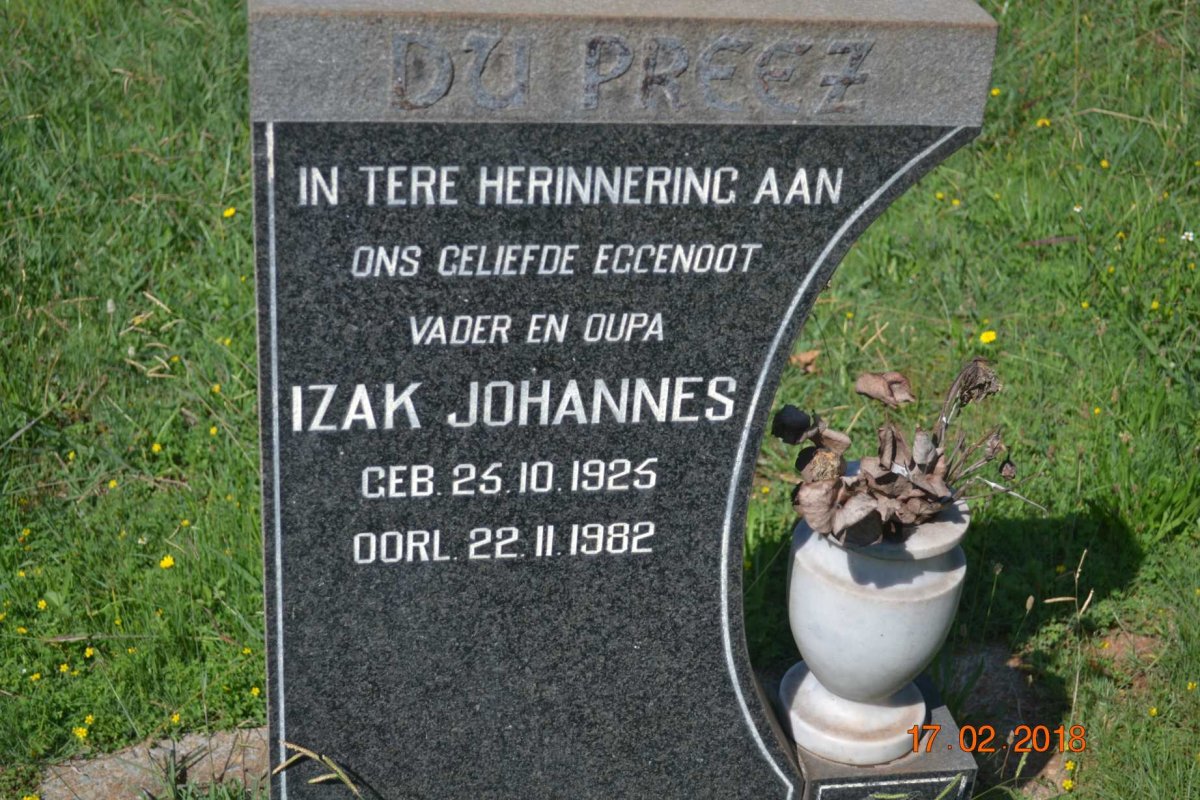 PREEZ Izak Johannes, du 1925-1982
