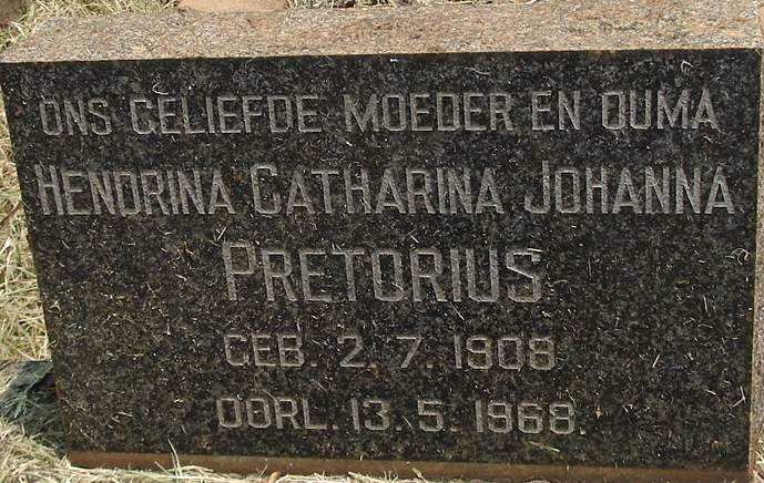 PRETORIUS Hendrina Catharina Johanna 1908-1968
