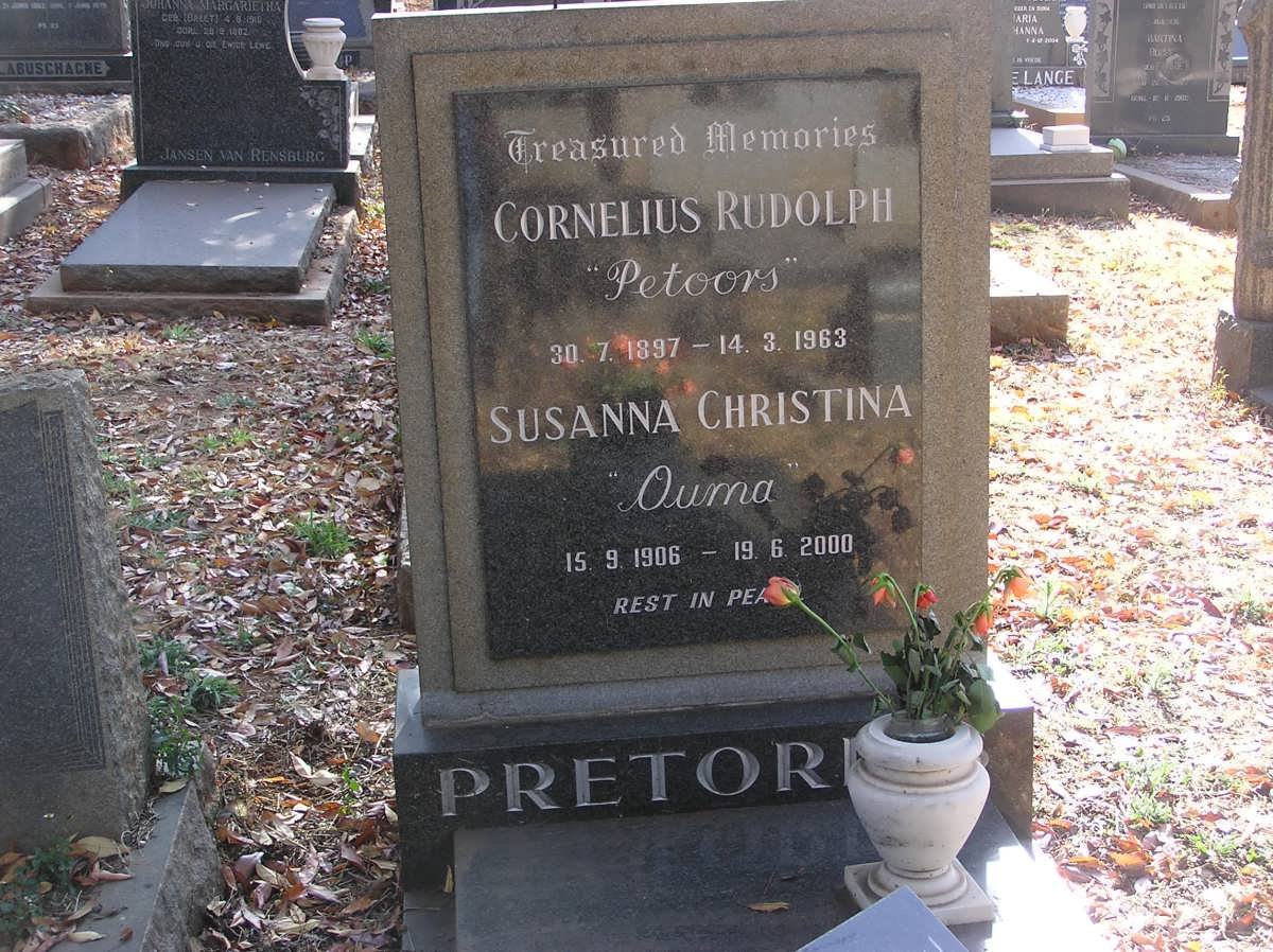PRETORIUS Cornelius Rudolph 1897-1963 &amp; Susanna Christina 1906-2000