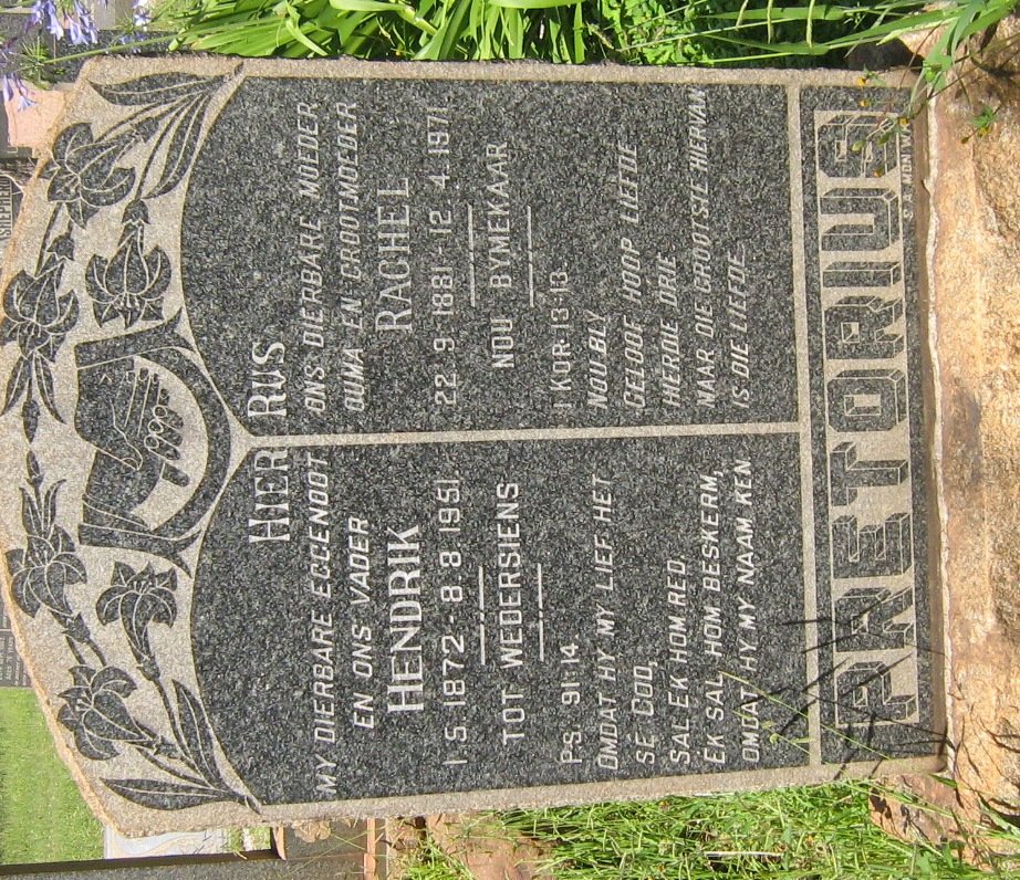 PRETORIUS Hendrik 1872-1951 &amp; Rachel 1881-1971
