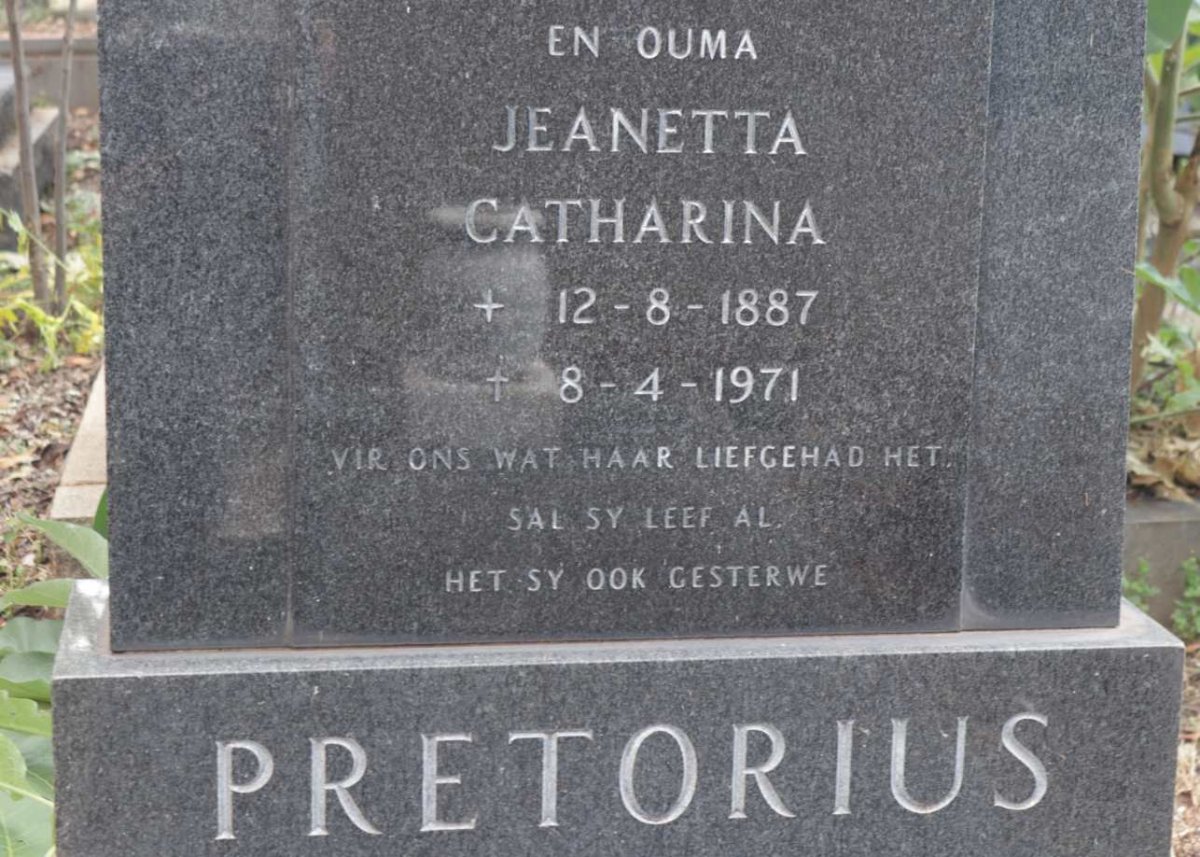 PRETORIUS Jeanetta Catharina 1887-1971