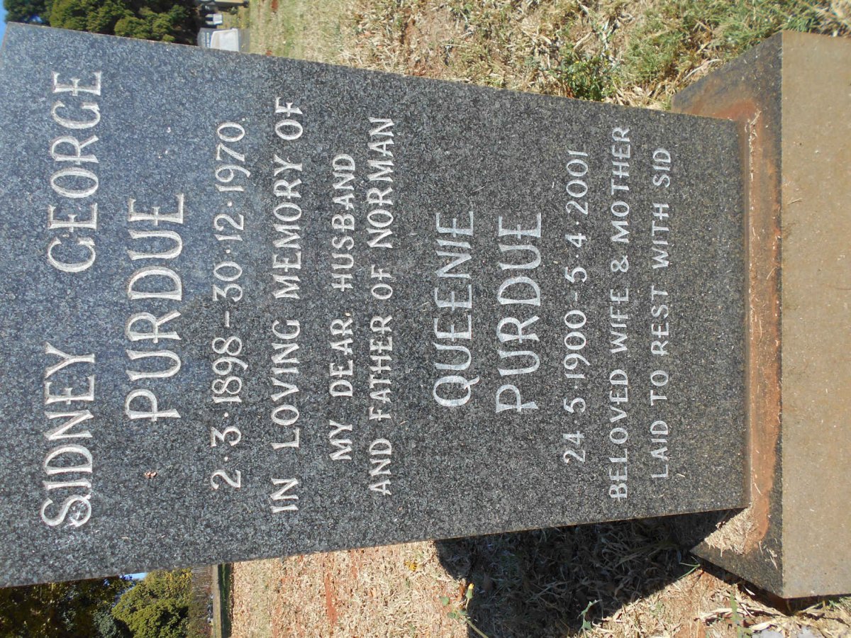 PURDUE Sidney George 1898-1970 &amp; Queenie 1900-2001