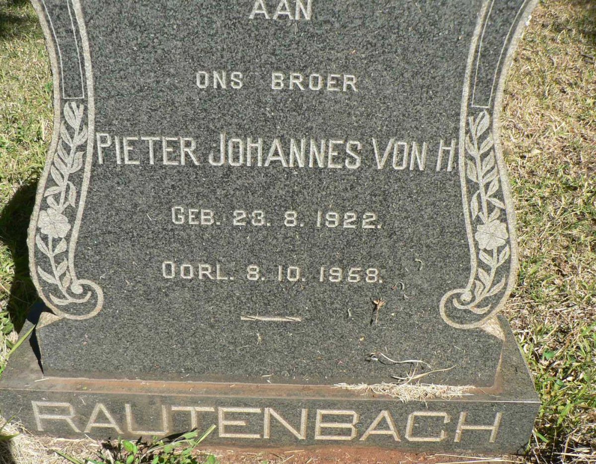 RAUTENBACH Pieter Johannes von H. 1922-1958