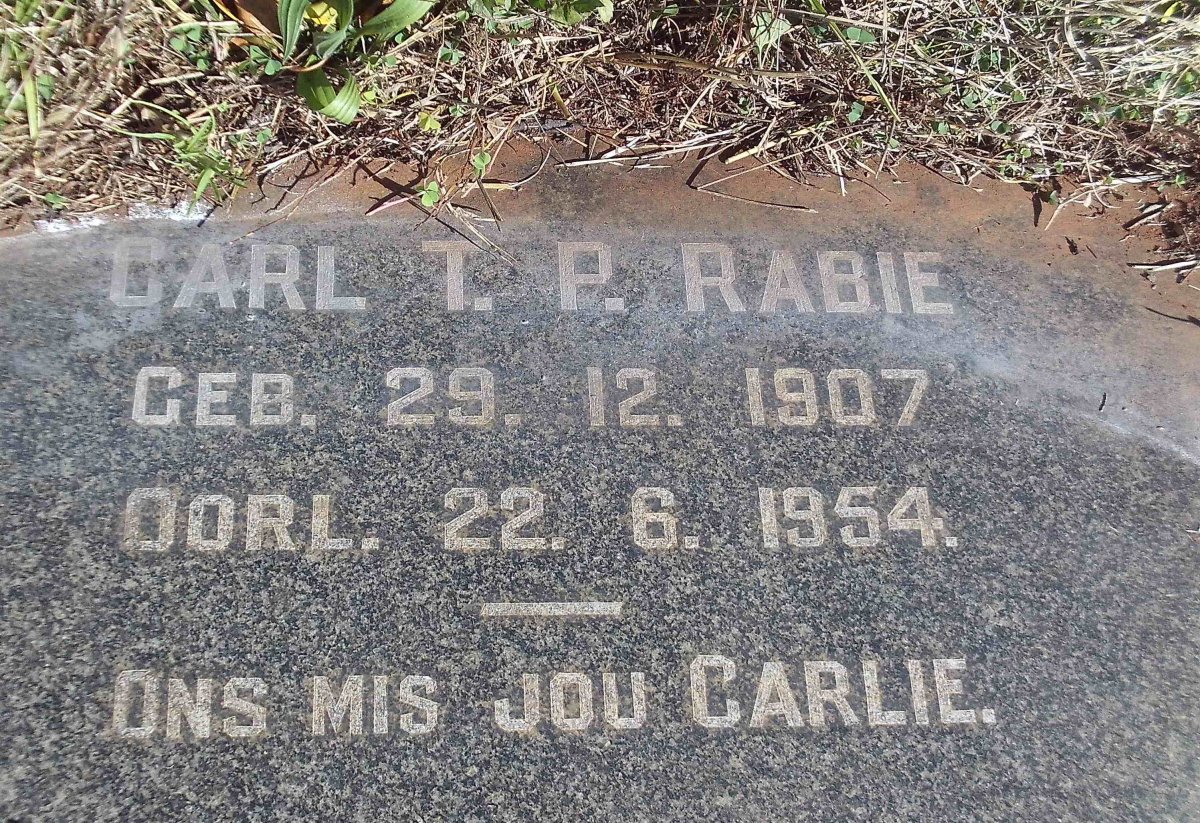 RABIE Carl T.P. 1907-1954
