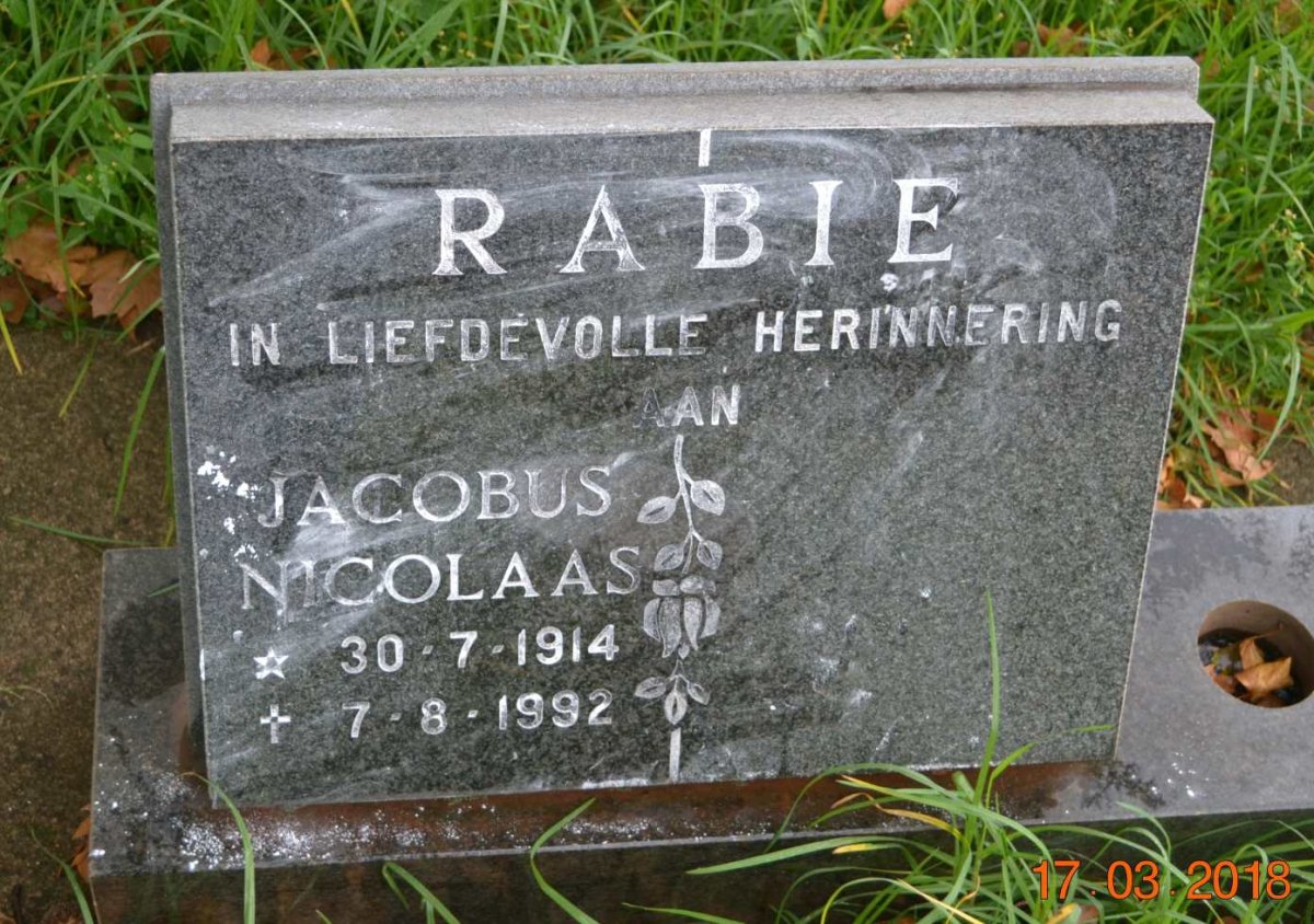 RABIE Jacobus Nicolaas 1914-1992