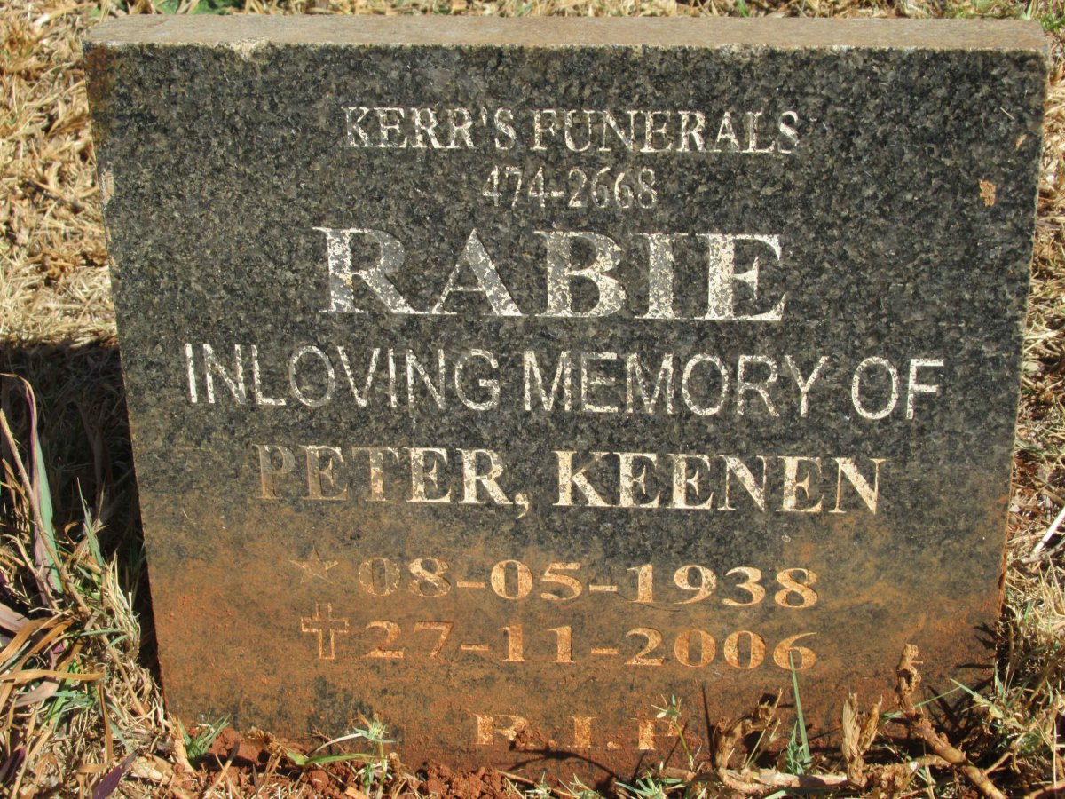 RABIE Peter Keenen 1938-2006