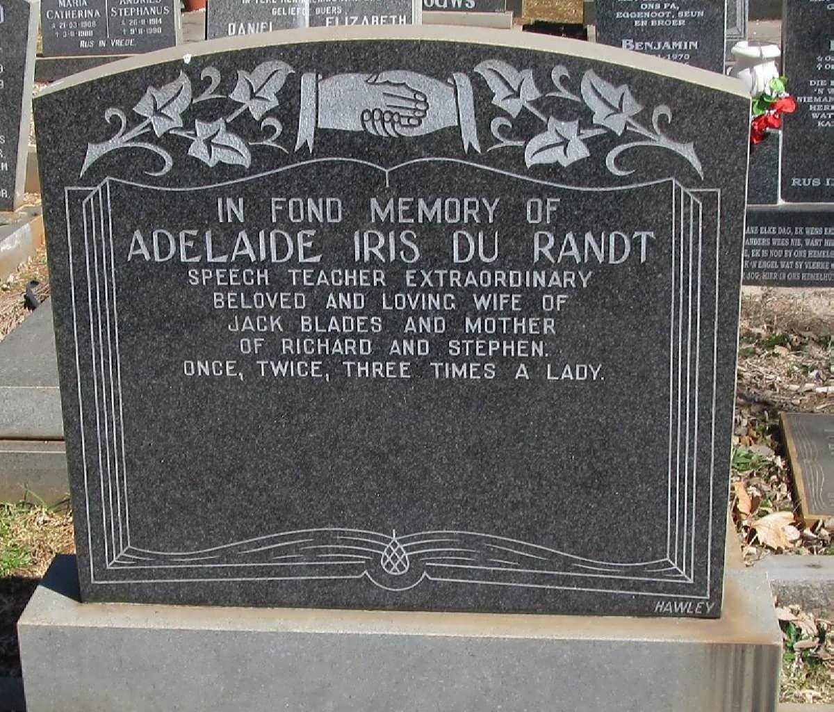 RANDT Adelaide Iris, du 