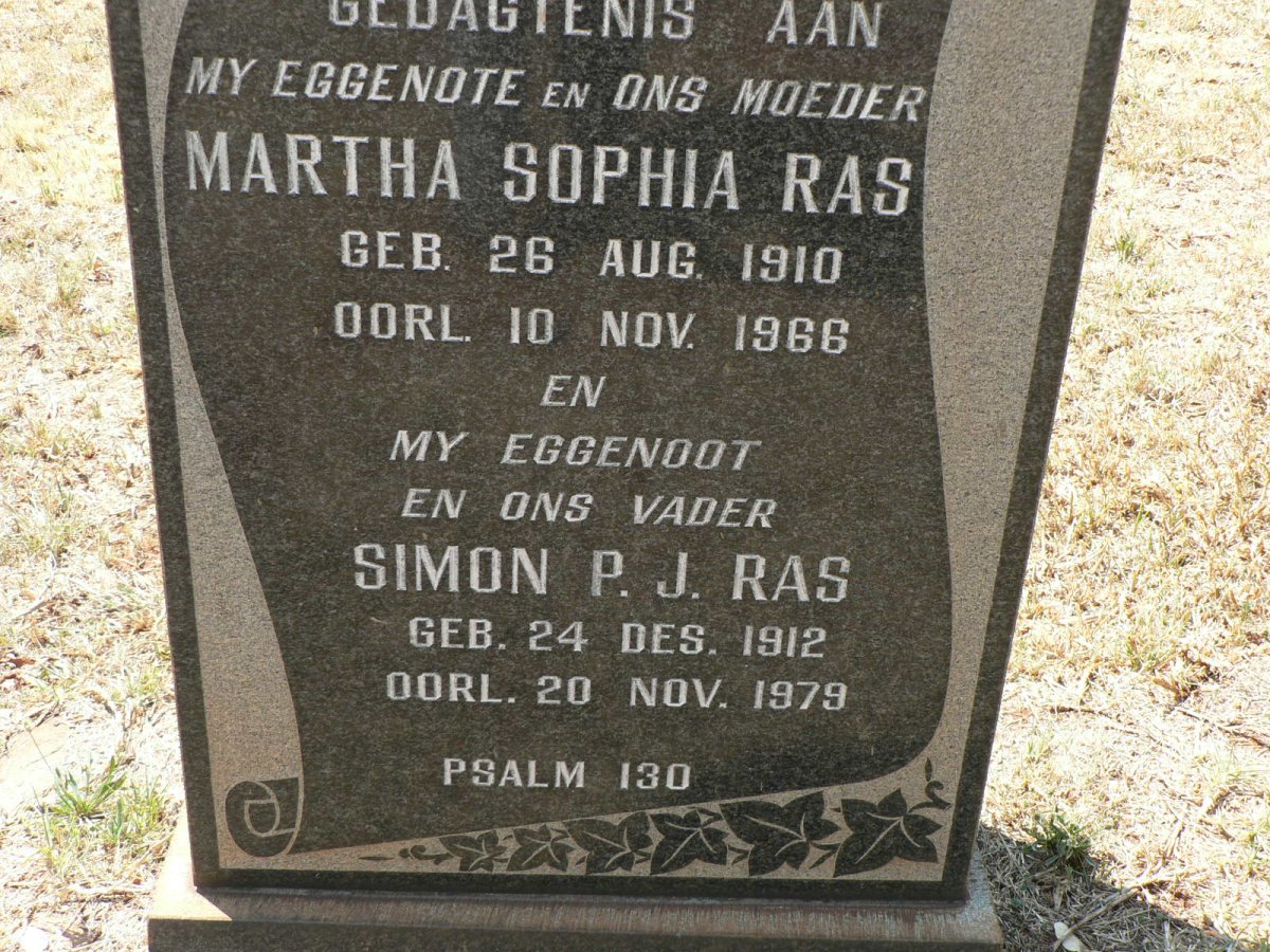 RAS Simon P.J. 1912-1979 &amp; Martha Sophia 1910-1966