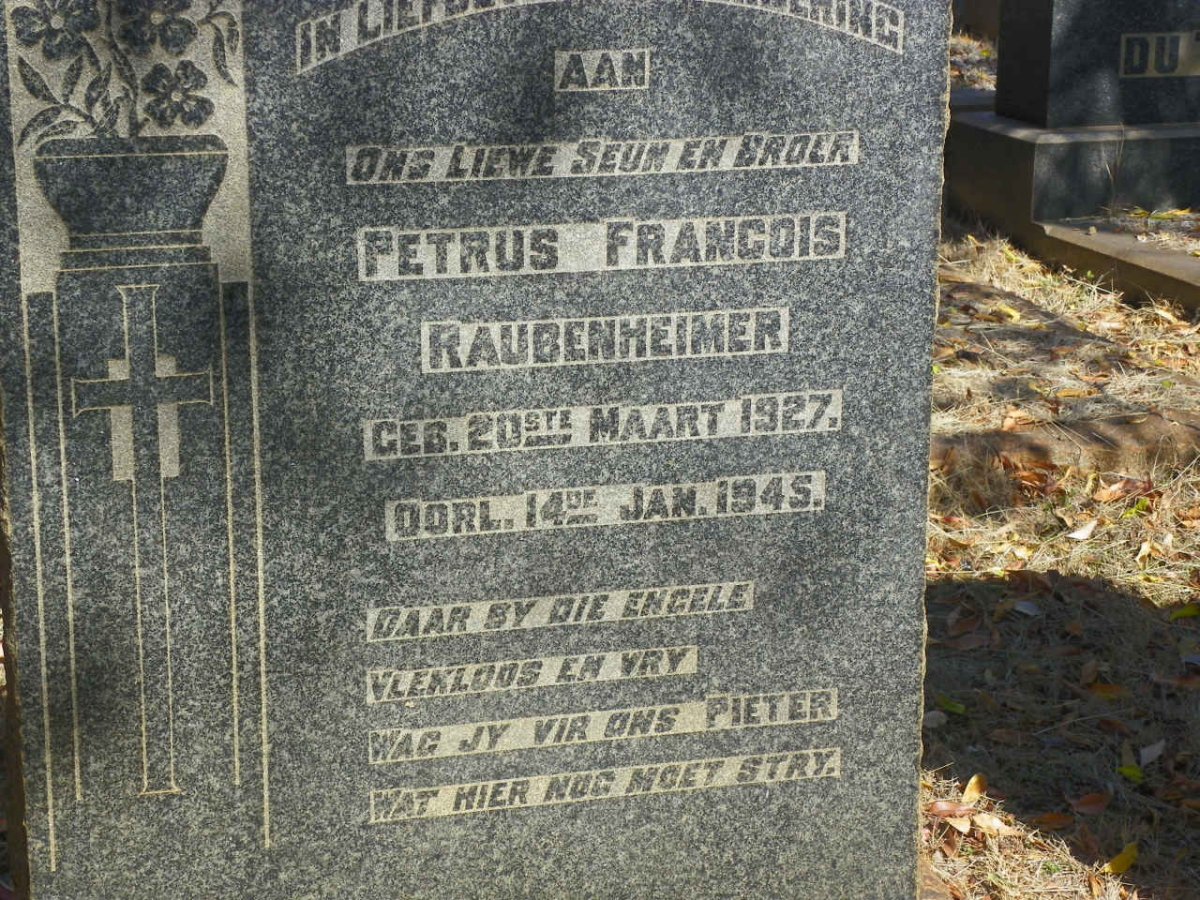 RAUBENHEIMER Petrus Francois 1927-1945
