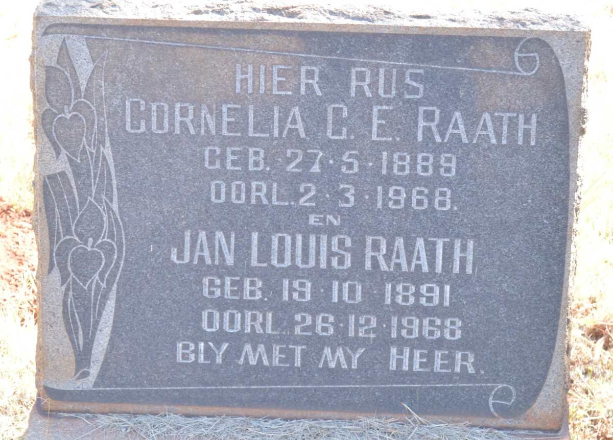 RAATH Jan Louis 1891-1968 &amp; Cornelia G.E. 1889-1968