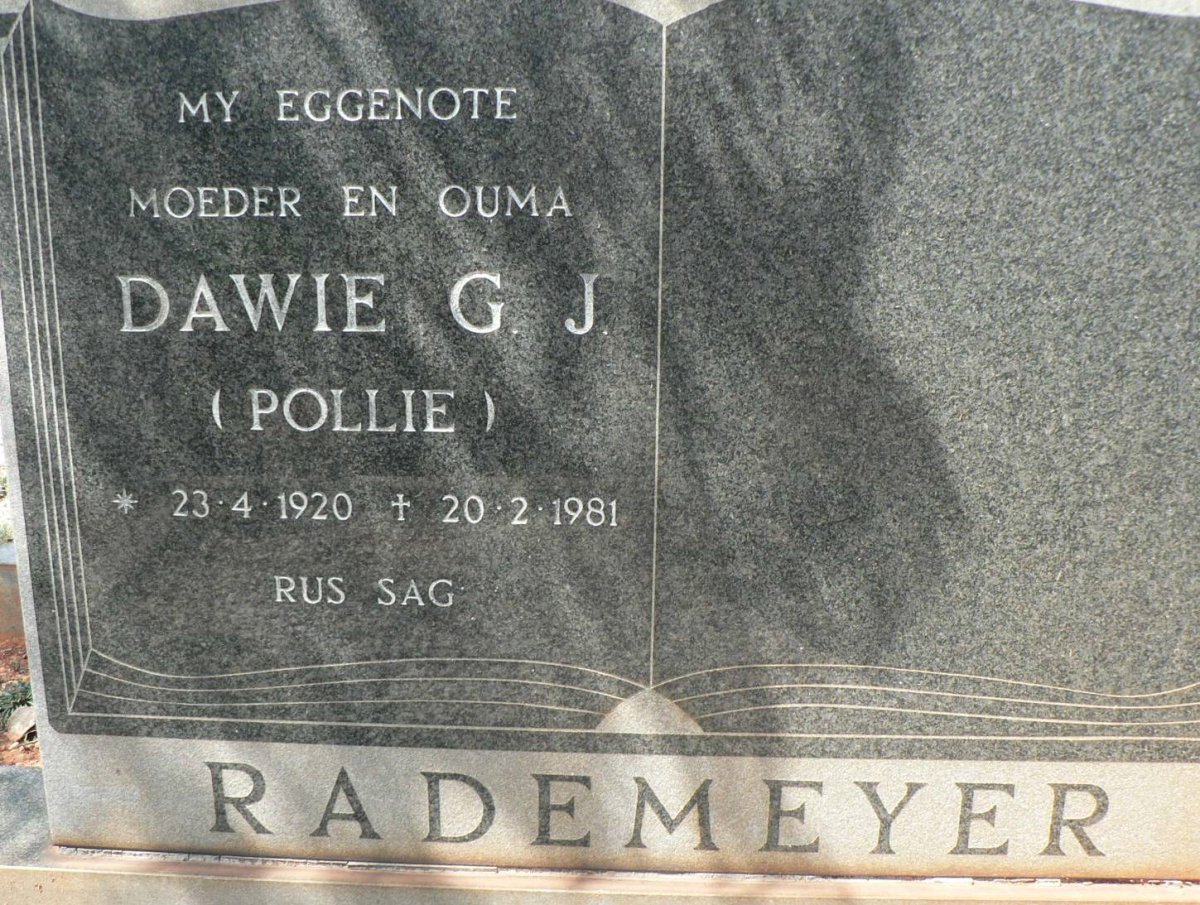 RADEMEYER Dawie G.J. 1920-1981