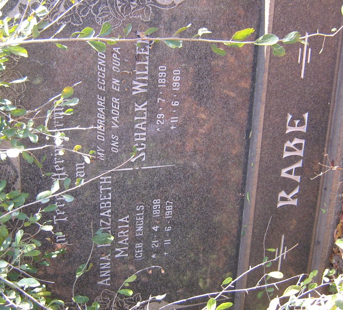 RABE Schalk Willem 1890-1960 &amp; Anna Elizabeth Maria ENGELS 1898-1987