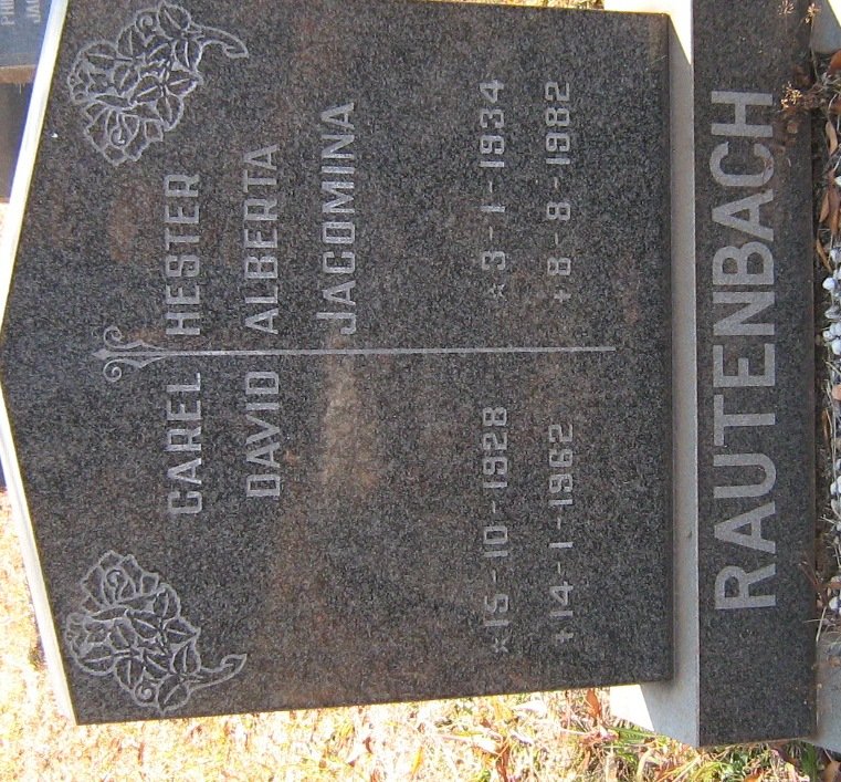 RAUTENBACH Carel David 1928-1962 &amp; Hester Alberta Jacomina 1934-1982