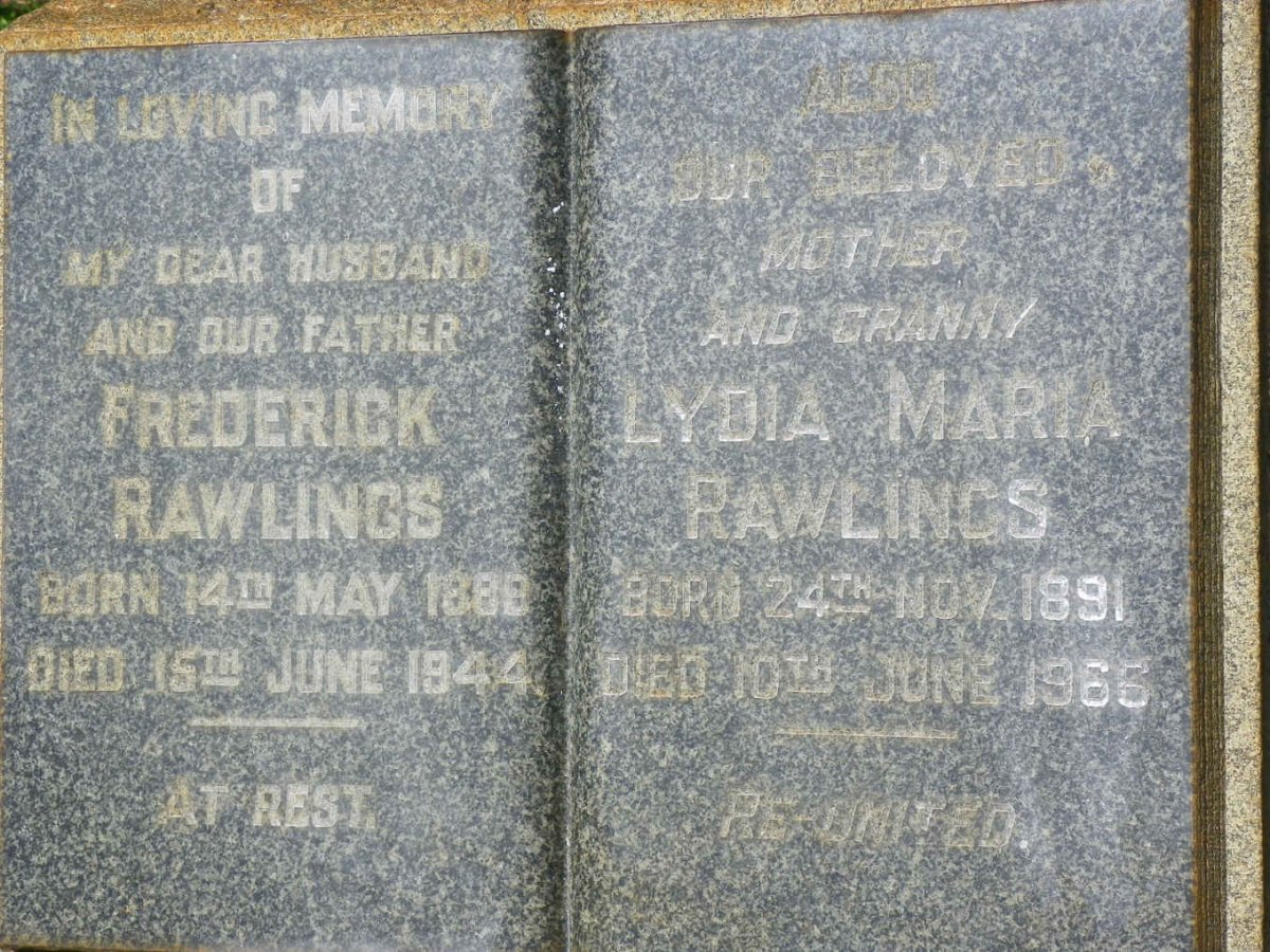 RAWLINGS Frederick 1888-1944 &amp; Lydia Maria 1891-1966