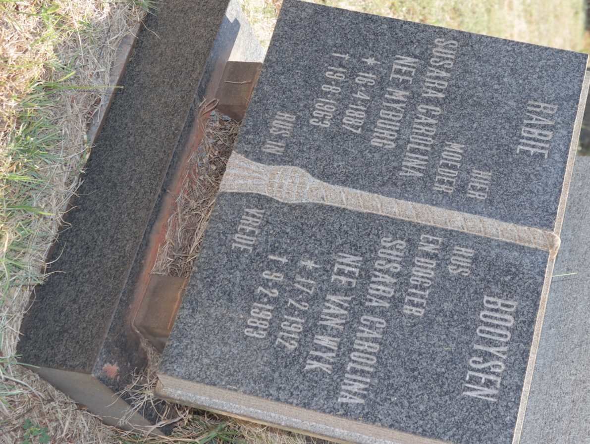 RABIE Susara Carolina nee MYBURG 1887-1963 :: BOOYSEN Susara Carolina nee VAN WYK 1912-1983