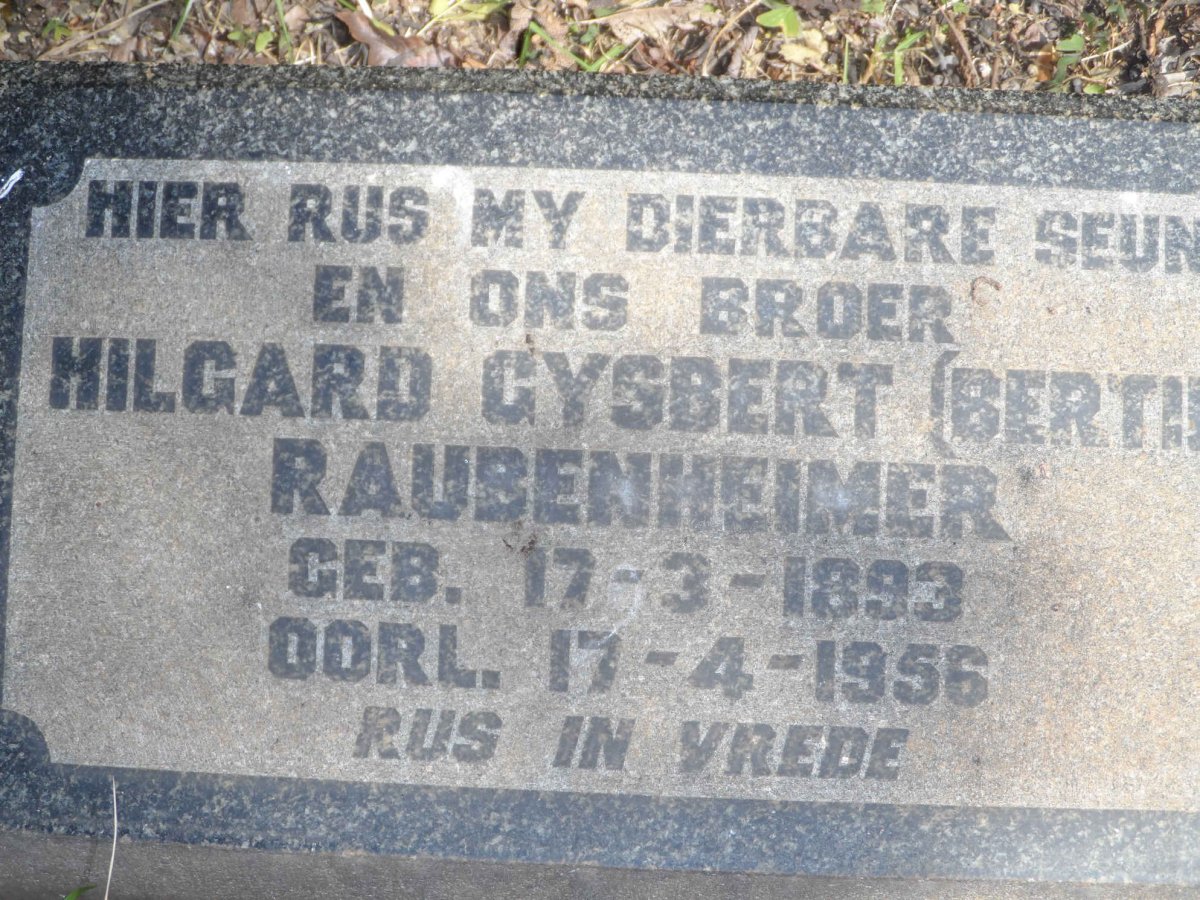 RAUBENHEIMER Hilgard Gysbert 1893-1956