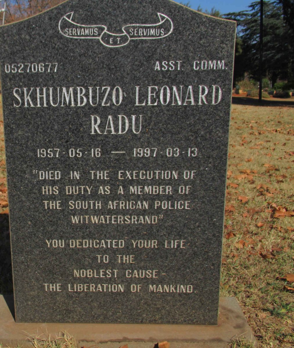 RADU Skhumbuzo Leonard 1957-1997