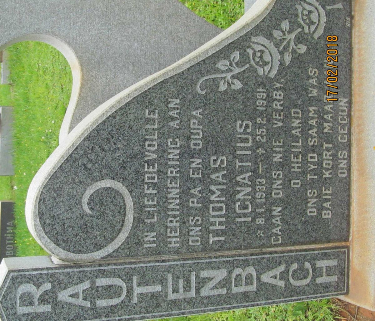 RAUTENBACH Thomas Ignatius 1933-1991