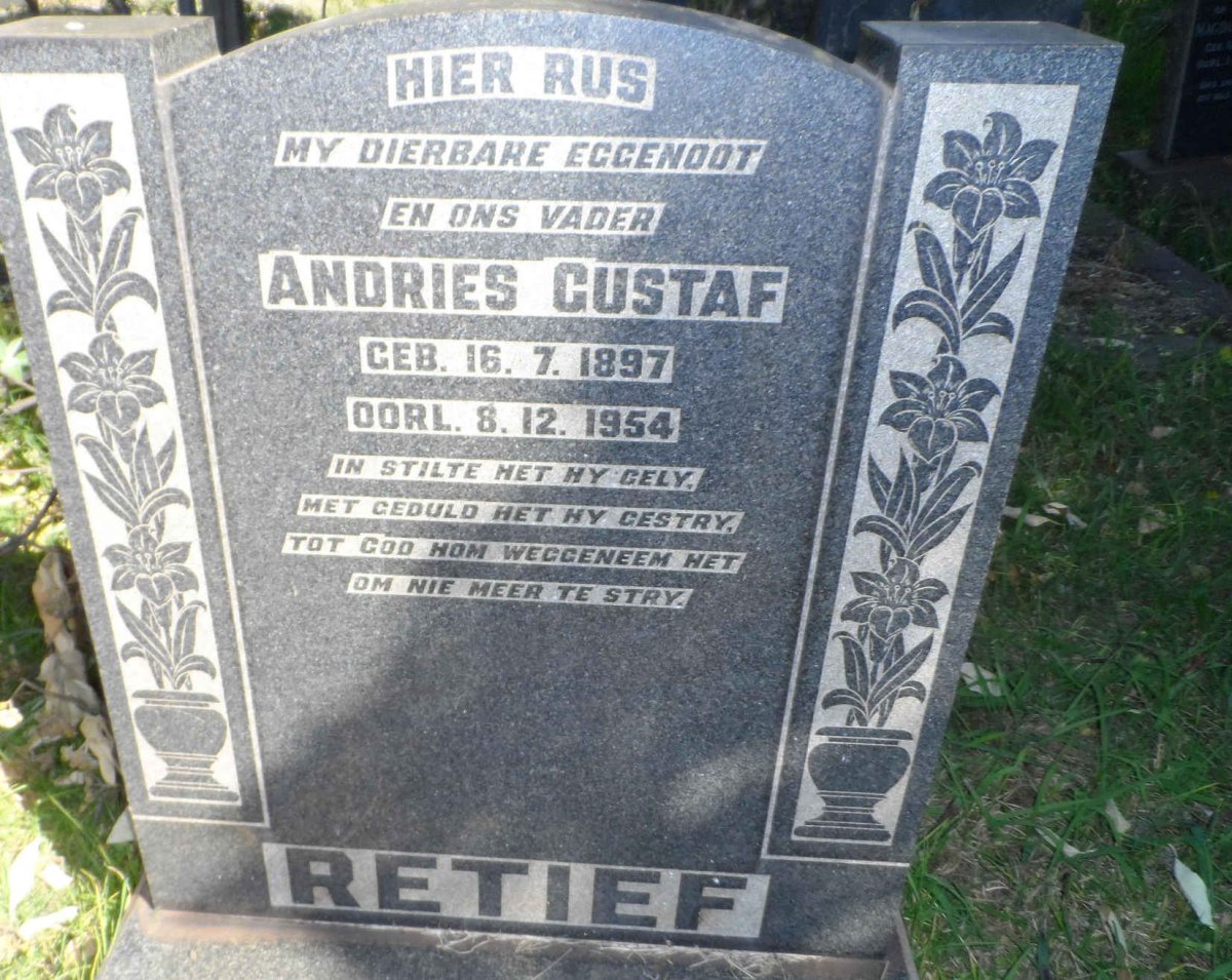 RETIEF Andries Gustaf 1897-1954