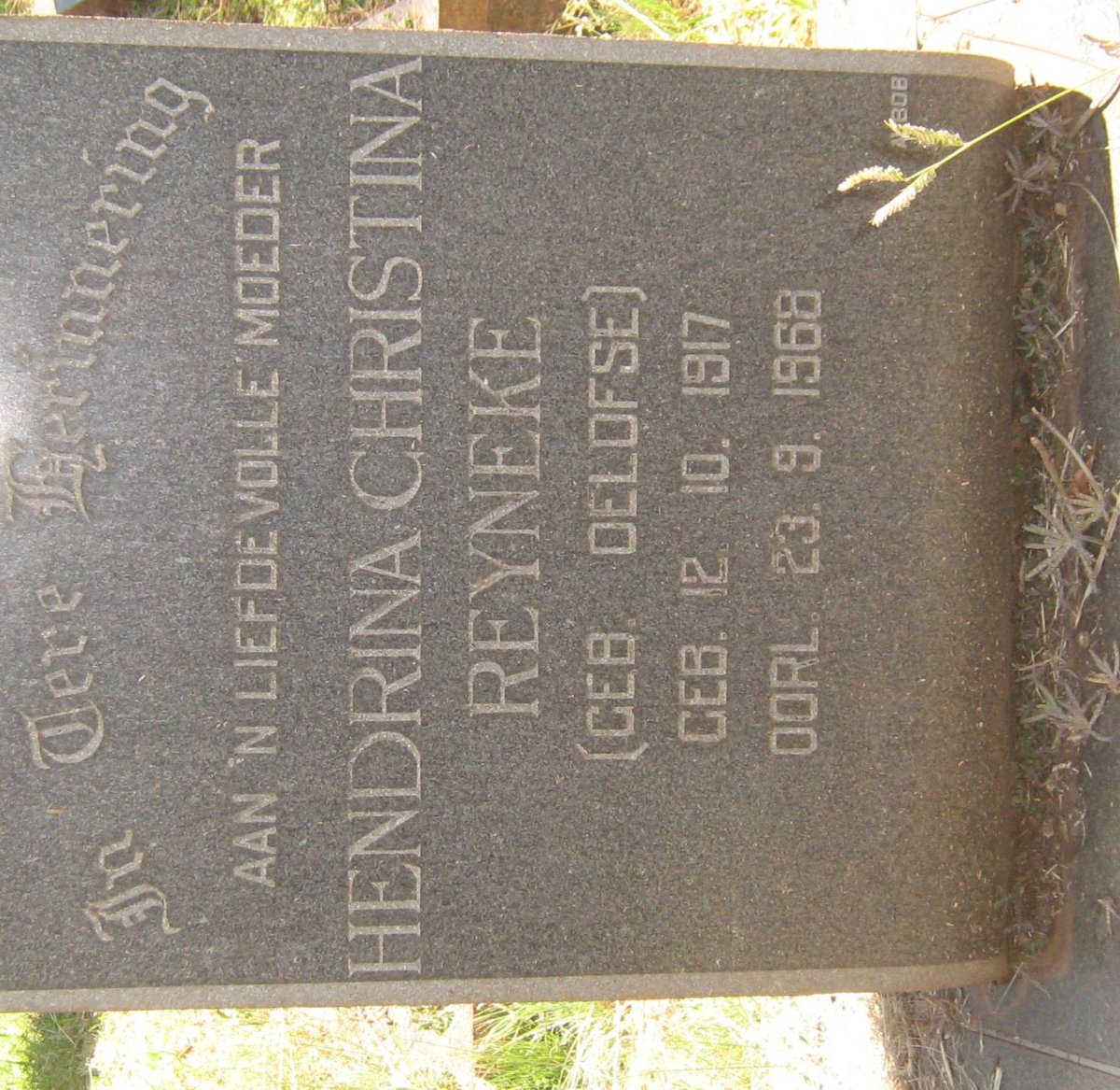 REYNEKE Hendrina Christina nee OELOFSE 1917-1968