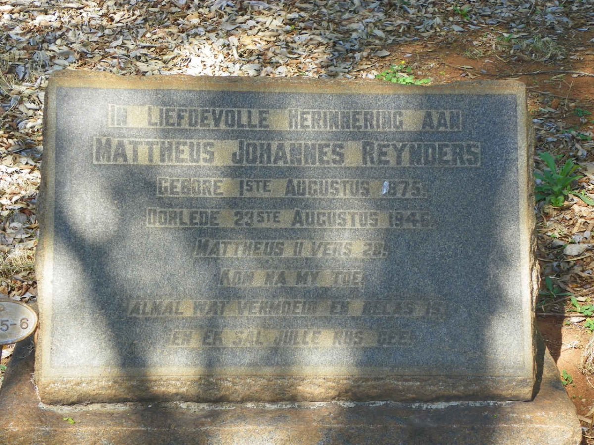 REYNDERS Mattheus Johannes 1875-1946