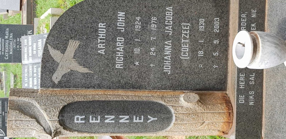 RENNEY Arthur Richard John 1924-1976 &amp; Johanna Jacoba COETZEE 1930-2003
