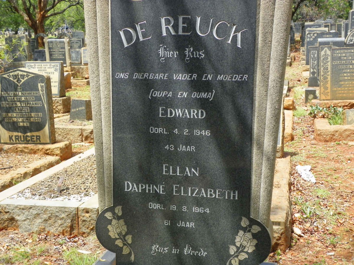 REUCK Edward, de -1946 &amp; Ellan Daphne Elizabeth -1964