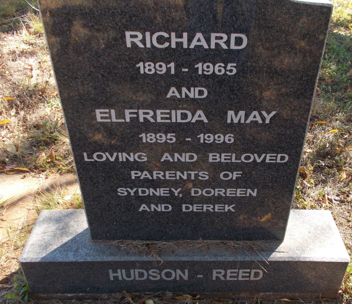 REED Richard 1891-1965, HUDSON &amp; Elfreida May 1895-1996