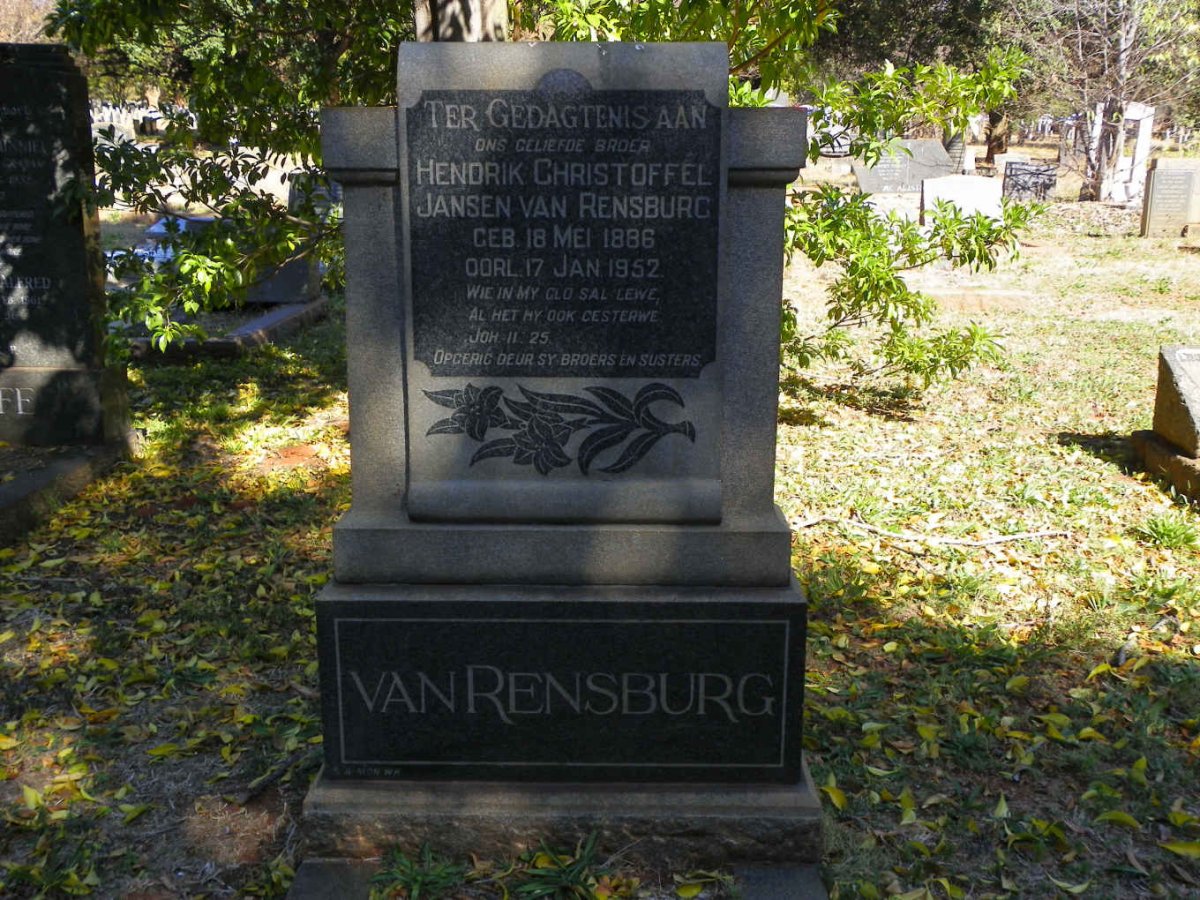 RENSBURG Hendrik Christoffel, Jansen van 1886-1952