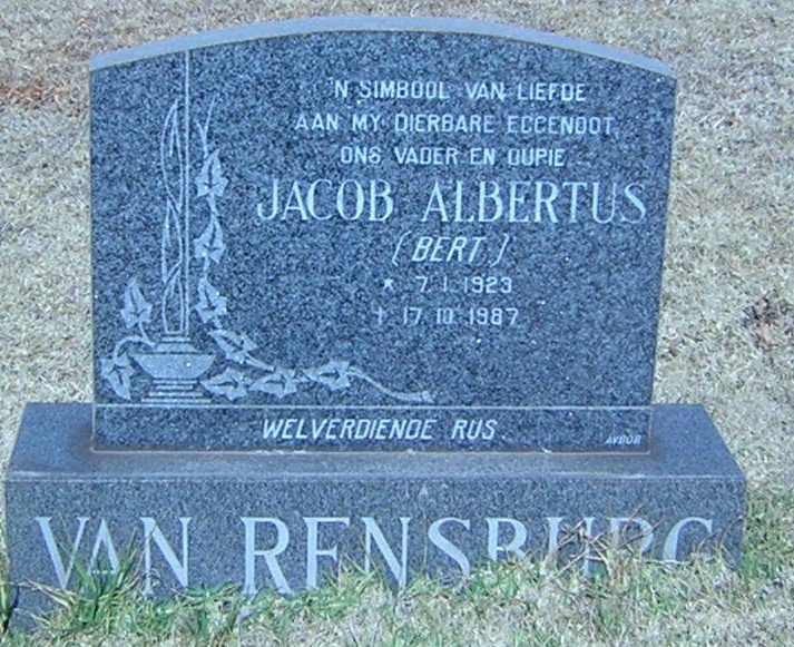 RENSBURG Jacob Albertus, van 1923-1987