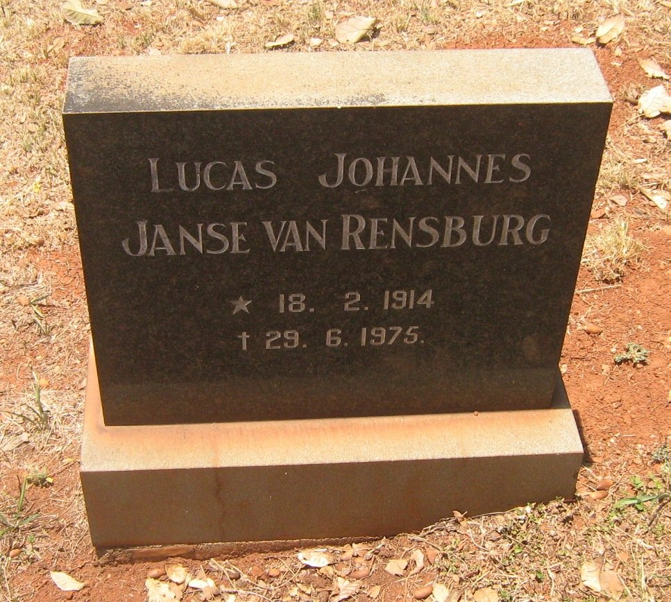 RENSBURG Lucas Johannes, Janse van 1914-1975
