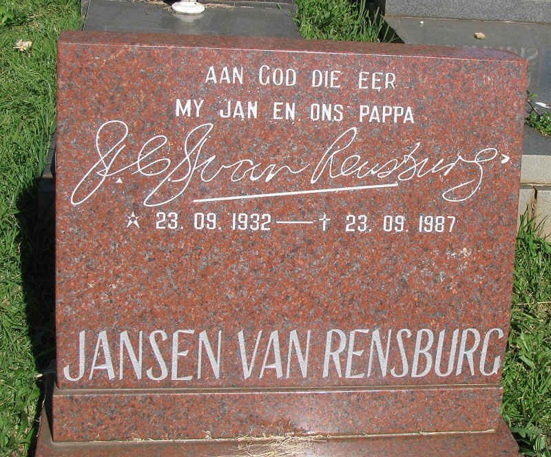 RENSBURG J.C., Jansen van 1932-1987