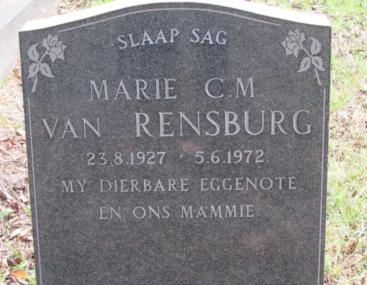 RENSBURG Marie C.M., van 1927-1972