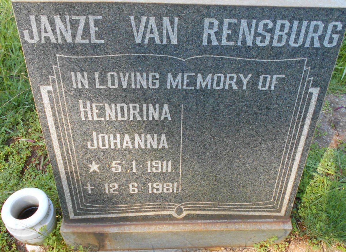 RENSBURG Hendrina Johanna, Janze van 1911-1981