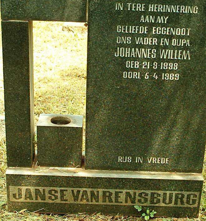 RENSBURG Johannes Willem, Janse van 1898-1969