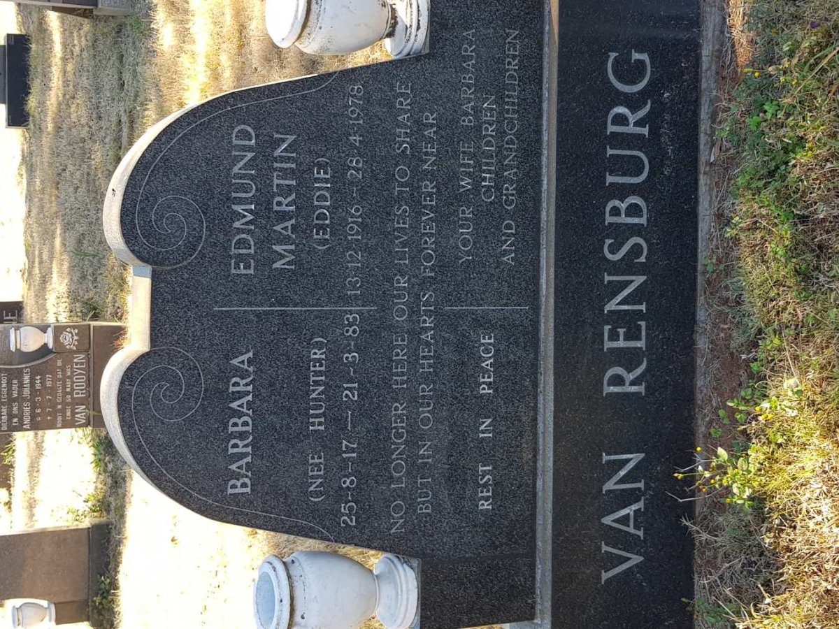 RENSBURG Edmund Martin, van 1916-1978 &amp; Barbara HUNTER 1917-1983